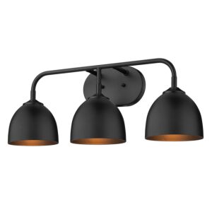 Zoey BLK 3-Light Bathroom Vanity Light in Matte Black