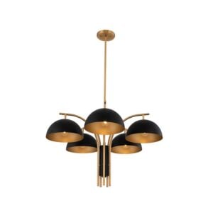 Marcel 5-Light Chandelier in Matte Black w with New Brass