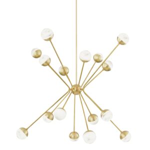 Saratoga 16-Light LED Chandelier in Aged Brass