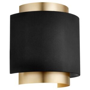 5610 Half Drum Sconce 1-Light Wall Sconce in Textured Black w with Aged Brass