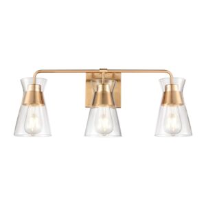 Brookville 3-Light Bathroom Vanity Light in Burnished Brass