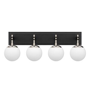 Allie 4-Light Bathroom Vanity Light in Black with Polished Nickel