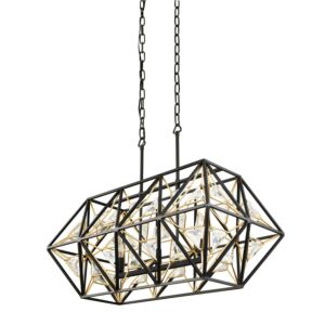 Marcia 3-Light Linear Pendant in Matte Black with French Gold