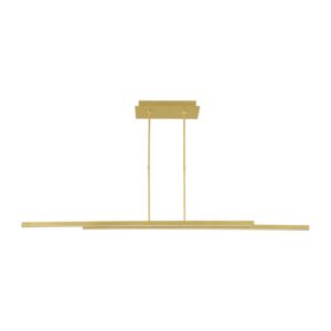 Stagger 2-Light LED Linear Suspension in Natural Brass