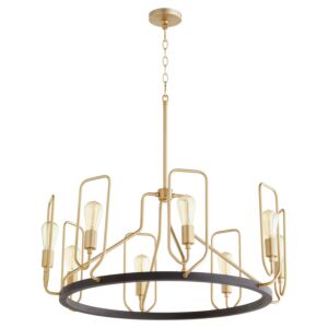 Howe 8-Light Chandelier in Textured Black w with Aged Brass