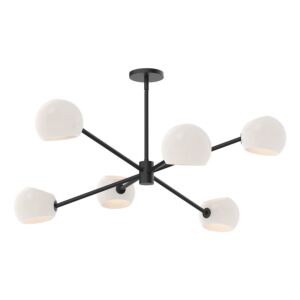 Willow 6-Light Chandelier in Matte Black with Opal Matte Glass