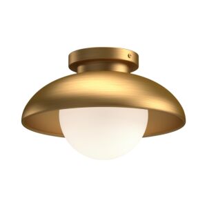 Rubio 1-Light Flush Mount in Aged Gold with Opal Matte Glass