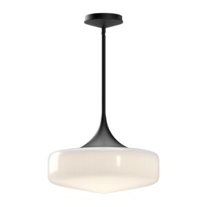 Lincoln 1-Light Pendant in Glossy Opal Glass with Matte Black