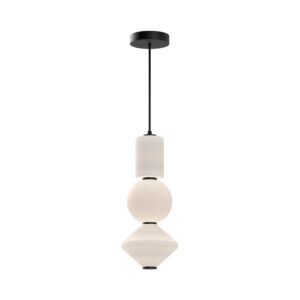 Bijou LED Pendant in Matte Black with Opal Matte Glass