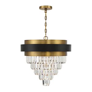 Marquise 4-Light Chandelier in Matte Black with Warm Brass Accents