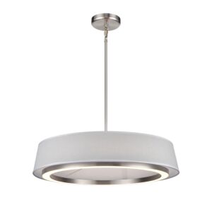 Celene CCT LED Pendant in Satin Nickel with Grey Linen Shade