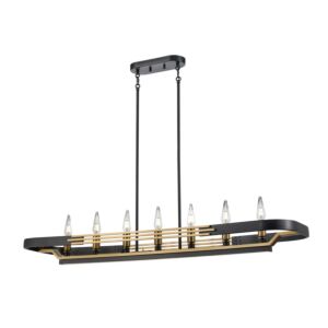 Aletheia Hybrid CCT 7-Light Linear Pendant in Brass and Graphite