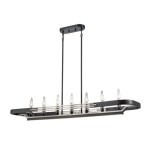 Aletheia Hybrid CCT 7-Light Linear Pendant in Satin Nickel and Graphite