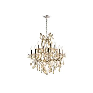 Maria Theresa 13-Light Chandelier in Golden Teak