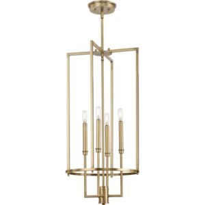 Elara 4-Light Foyer Chandelier in Vintage Brass