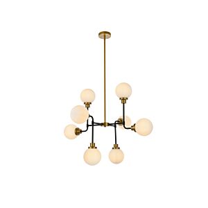 Hanson 8-Light Pendant in Black and Brass