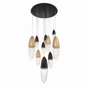 Ecrou 12-Light 1Chandelier in Mixed Black with Brass