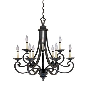 Barcelona 9-Light Chandelier in Natural Iron