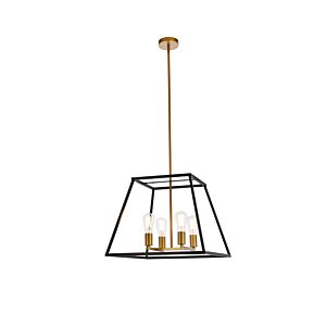 Declan 4-Light Pendant in Black And Brass