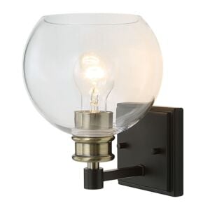 Kent 1-Light Wall Sconce in Black & Plated Antique Brass