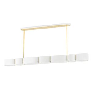 Opal 7-Light Linear in Soft White with Vintage Brass