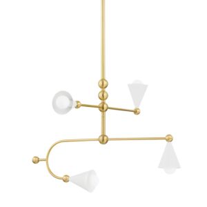 Hikari 4-Light Chandelier in Aged Brass with Soft White