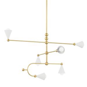 Hikari 6-Light Chandelier in Aged Brass with Soft White