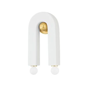 Roshani 2-Light Wall Sconce in Aged Brass with Ceramic Raw Matte White