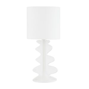 Liwa 1-Light Table Lamp in Aged Brass with Ceramic Gloss White