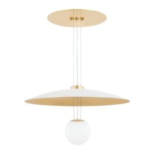 Brim 1-Light LED Pendant in Soft White with Gold Leaf