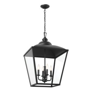 Dame 4-Light Foyer Pendant in Textured Black