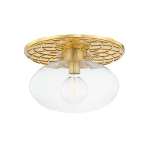 New Paltz 1-Light Semi-Flush Mount in Aged Brass