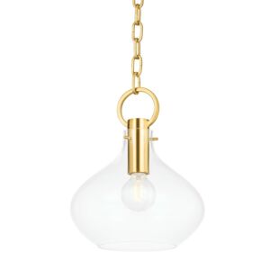 Lina 1-Light Small Pendant in Aged Brass