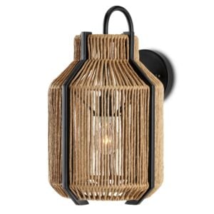 Mali 1-Light Wall Sconce in Natural with Satin Black