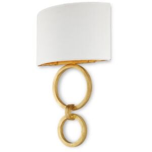 Bolebrook White 1-Light Wall Sconce in Gesso White with Contemporary Gold Leaf