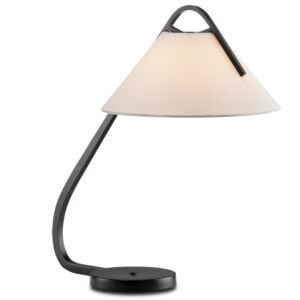 Frey 1-Light Desk Lamp in Satin Black with Brushed Brown