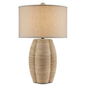 Karnak 1-Light Table Lamp in Natural with Satin Black