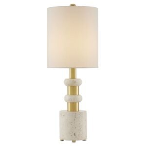 Goletta 1-Light Table Lamp in Beige with Antique Brass