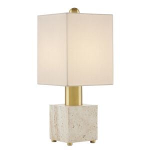 Gentini 1-Light Table Lamp in Beige with Antique Brass