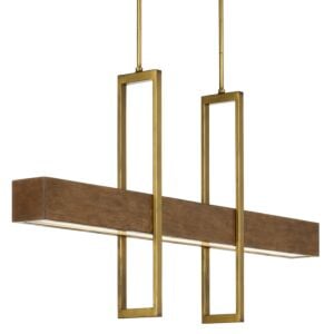 Tonbridge 3-Light LED Linear Chandelier in Chestnut with Brass