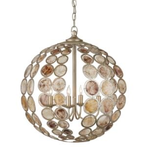 Tartufo 4-Light Chandelier in Contemporary Silver Leaf with Natural