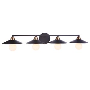 Craftmade Isaac 4-Light Bathroom Vanity Light in Flat Black with Satin Brass