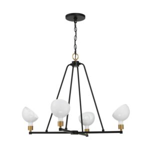 Gigi 4-Light Chandelier in Black with Aged Brass