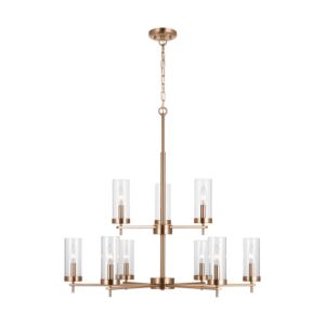 Zire 9-Light Chandelier in Satin Brass