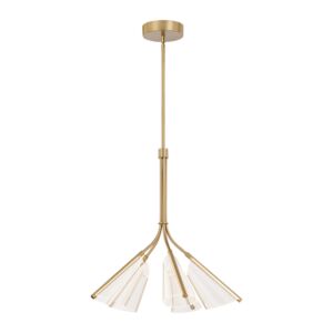 Mulberry LED Chandelier in Brushed Gold with Light Guide