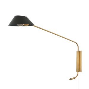 Sacramento 1-Light Wall Sconce in Patina Brass with Soft Black