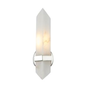 Valencia 1-Light Bathroom Vanity Light in Polished Nickel with Alabaster