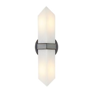 Valencia 2-Light Bathroom Vanity Light in Urban Bronze with Alabaster