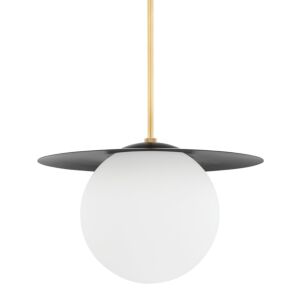 Marlene 1-Light Pendant in Aged Brass with Soft Black