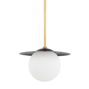 Marlene 1-Light Pendant in Aged Brass with Soft Black